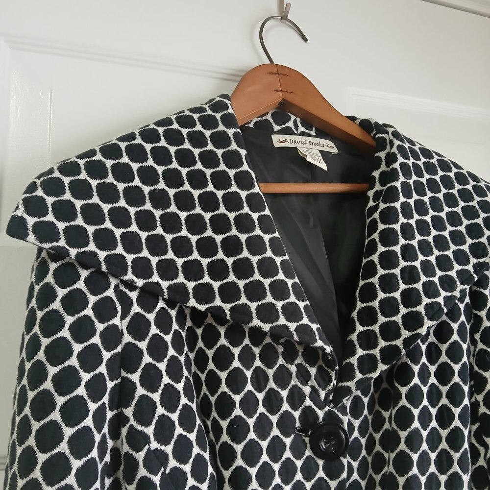 David Brooks Black and White Honeycomb Polka Dot Lightweight Trench Coat Size XL - Picture 9 of 9